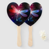 赤い白熱［赤熱］光を放つトンボ ハンドファン (正面&裏面)