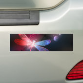 赤い白熱［赤熱］光を放つトンボ バンパーステッカー (車上)