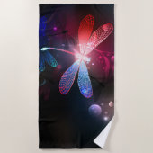 赤い白熱［赤熱］光を放つトンボ ビーチタオル (正面)