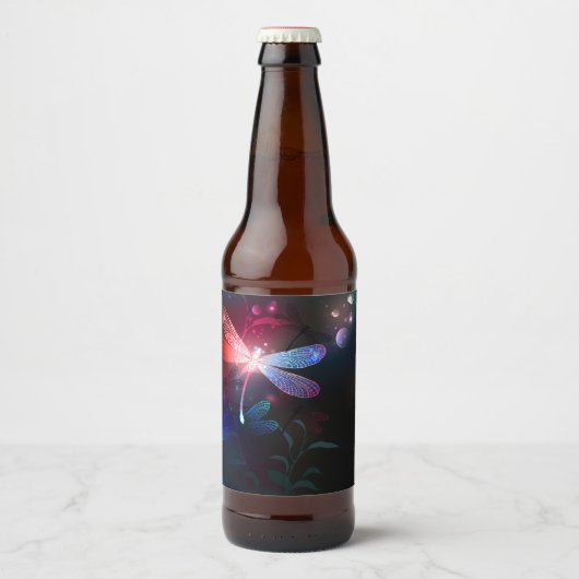 赤い白熱［赤熱］光を放つトンボ ビールラベル (正面)