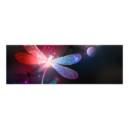 赤い白熱［赤熱］光を放つトンボ フォトプリント            (正面)