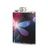 赤い白熱［赤熱］光を放つトンボ フラスク (左)