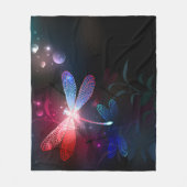 赤い白熱［赤熱］光を放つトンボ フリースブランケット (正面)