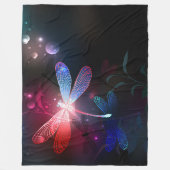 赤い白熱［赤熱］光を放つトンボ フリースブランケット (正面)