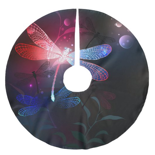 赤い白熱［赤熱］光を放つトンボ ブラッシュドポリエステルツリースカート (正面)