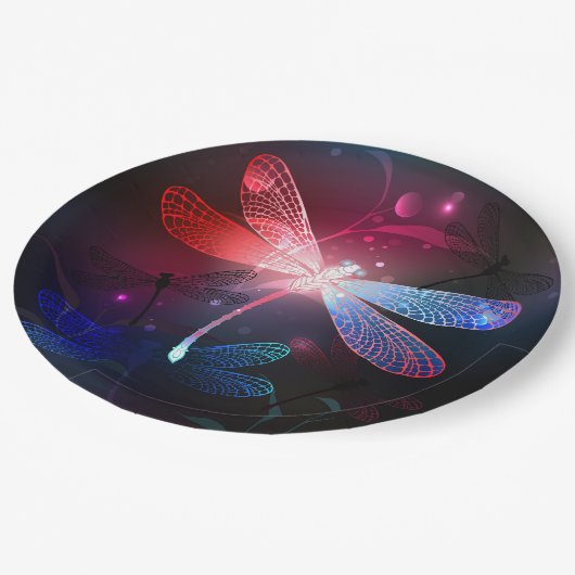 赤い白熱［赤熱］光を放つトンボ ペーパープレート (アングル)