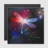 赤い白熱［赤熱］光を放つトンボ マグネット招待状 (正面/裏面)