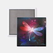 赤い白熱［赤熱］光を放つトンボ マグネット (正面/裏面)