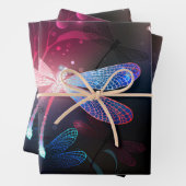 赤い白熱［赤熱］光を放つトンボ ラッピングペーパーシート (インサイチュ)