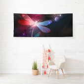 赤い白熱［赤熱］光を放つトンボ 横断幕 (インサイチュ)