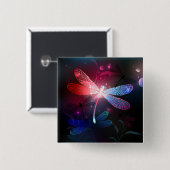 赤い白熱［赤熱］光を放つトンボ 缶バッジ (正面&裏面)