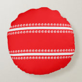 赤い白線の点 ラウンドクッション (裏面)