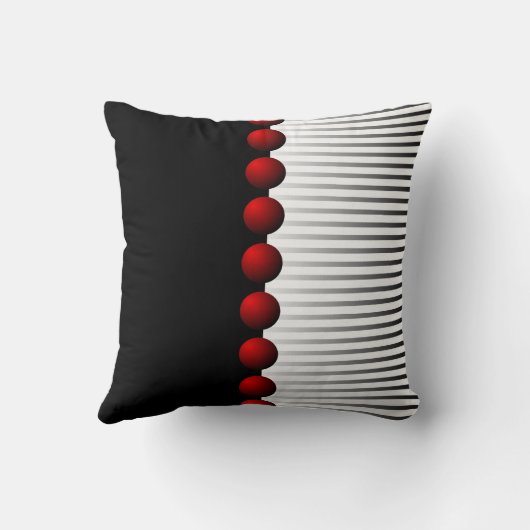 赤い白黒および灰色の抽象芸術 クッション (裏面)