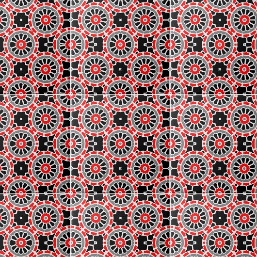 赤い白黒と灰色のモザイクの幾何学的パターン タイル