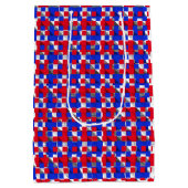 赤い白黒と青い幾何学的パターンの美的 ミディアムペーパーバッグ (裏面)