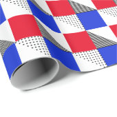 赤い白黒と青い幾何学的パターンの美的 ラッピングペーパー (ロールコーナー)