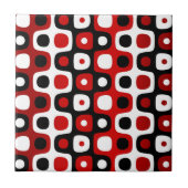 赤い白黒のジオメトリパターン タイル (正面)