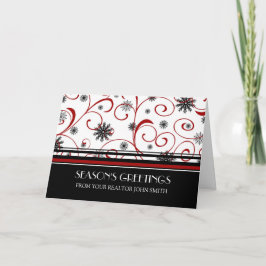 赤い白黒の不動産の季節の挨拶 シーズンカード