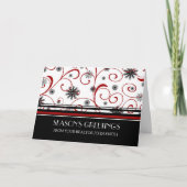 赤い白黒の不動産の季節の挨拶 シーズンカード (正面)