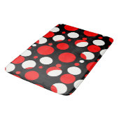 赤い白黒の円パターン バスマット (アングル)