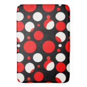 赤い白黒の円パターン バスマット (正面縦)