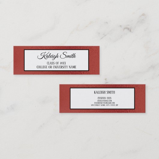 赤い白黒の卒業式の名前カード コーリングカード (正面/裏面)