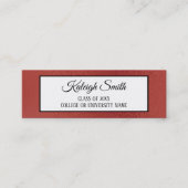 赤い白黒の卒業式の名前カード コーリングカード (正面)