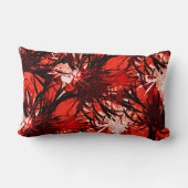 赤い白黒の抽象芸術芸術的フローラルパターン ランバークッション (裏面)