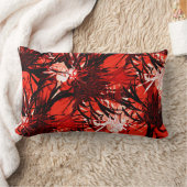 赤い白黒の抽象芸術芸術的フローラルパターン ランバークッション (ブランケット)