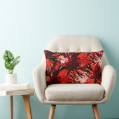 赤い白黒の抽象芸術芸術的フローラルパターン ランバークッション (椅子)