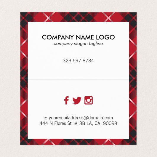 赤い白黒の格子模様 名刺 (内部フラット)