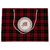 赤い白黒の格子縞 ラージペーパーバッグ (正面)