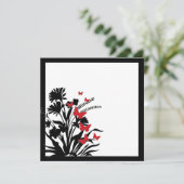 赤い白黒の蝶の結婚式 招待状 (スタンド正面)