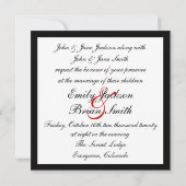 赤い白黒の蝶の結婚式 招待状 (裏面)