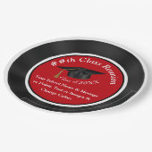 赤い白黒の高等学校の懇親会のパーティーの供給 ペーパープレート (アングル)