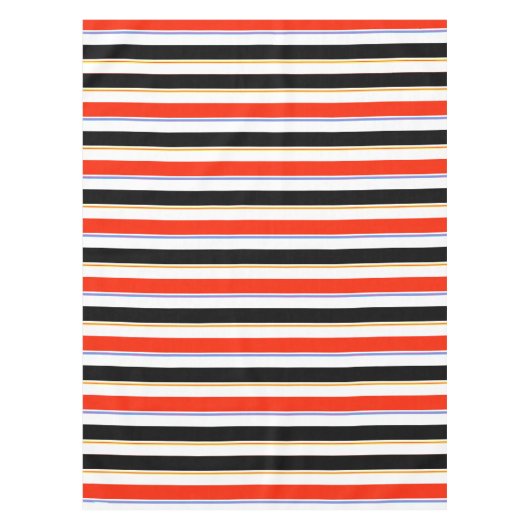 赤い白黒ストライプ線パターンデザイン テーブルクロス (正面)