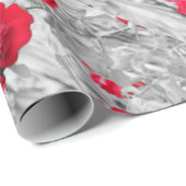 赤い白黒バラの茂みによっては愛が開花します ラッピングペーパー (ロールコーナー)