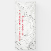 赤い白黒パターン抽象芸術誕生日パーティー 横断幕 (縦)