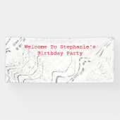 赤い白黒パターン抽象芸術誕生日パーティー 横断幕 (横)