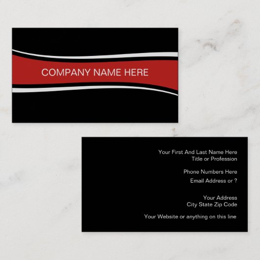赤い白黒モダンなデザイン 名刺 (正面/裏面)