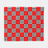 赤い白黒幾何三角形 フリースブランケット (正面(横))