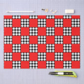 赤い白黒幾何三角形 薄葉紙 (クラフト)