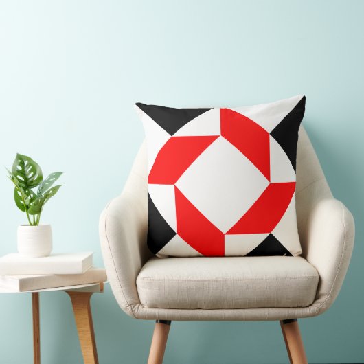 赤い白黒抽象芸術の幾何学的パターン クッション (椅子)