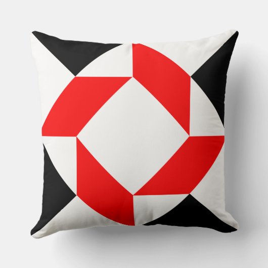 赤い白黒抽象芸術の幾何学的パターン クッション (裏面)