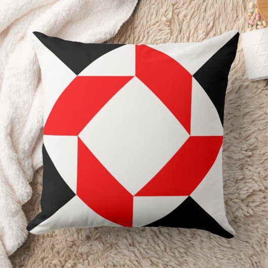 赤い白黒抽象芸術の幾何学的パターン クッション (ブランケット)