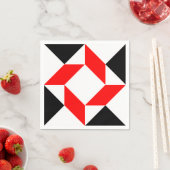 赤い白黒抽象芸術の幾何学的パターン スタンダードカクテルナプキン (インサイチュ)