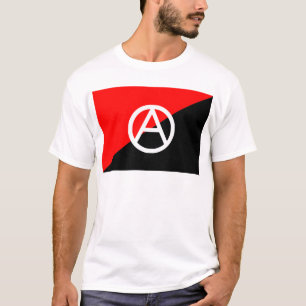 赤い白黒無政府主義者の旗の無秩序 Tシャツ