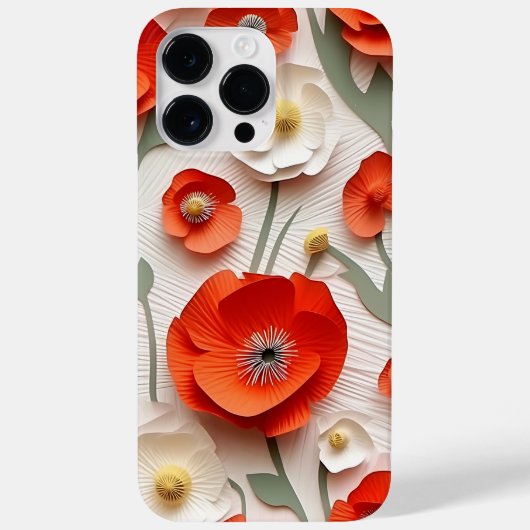 赤い白3-DルックポピーANEMONE花 Case-Mate iPhoneケース (裏面)