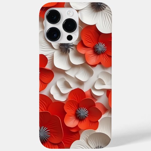 赤い白3-DルックポピーANEMONE花 Case-Mate iPhoneケース (裏面)
