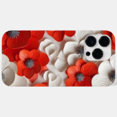 赤い白3-DルックポピーANEMONE花 Case-Mate iPhoneケース (裏面 (横))